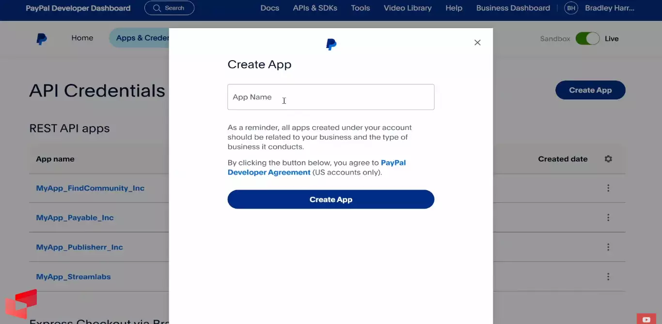 انتخاب نام برای پروژه درگاه پی پال