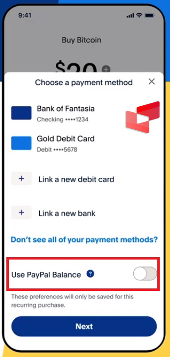 انتخاب روش پرداخت هزینه خرید بیت کوین با پی پال
