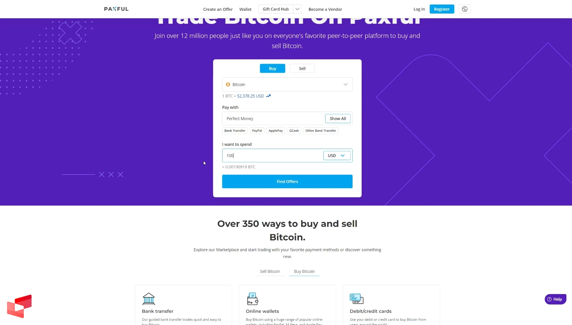 وارد کردم مبلغ در صرافی برای خرید بیت کوین با پرفکت مانی