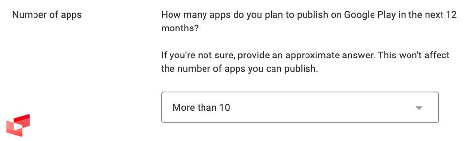 تعداد برنامه‌هایی که می‌خواهید در حساب دولوپر گوگل داشته باشید