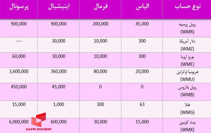 انواع حساب وب مانی