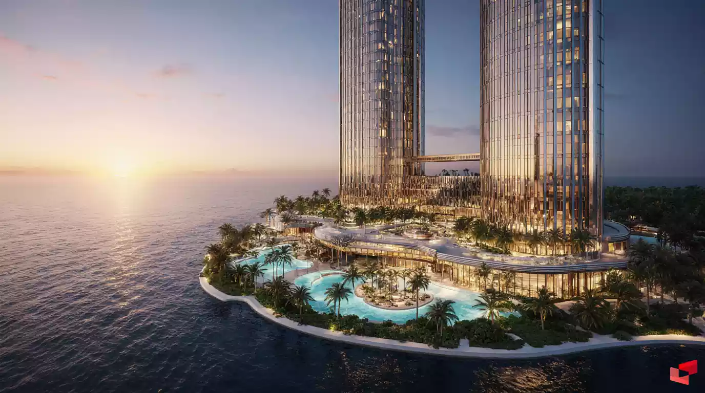 نمای لوکس هتل ۱۰ ستاره با طراحی مدرن و شگفت‌انگیز