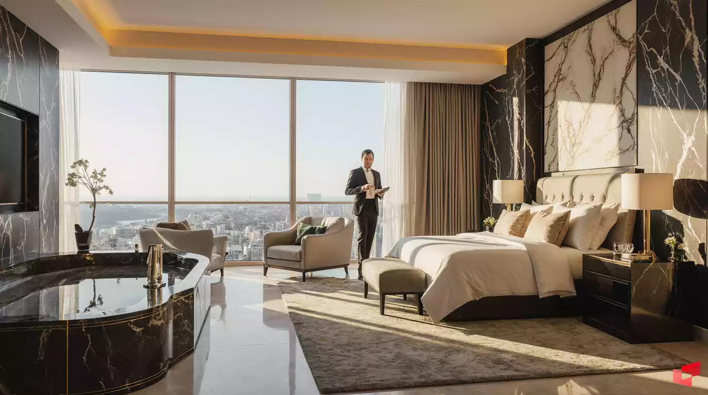طراحی داخلی سوئیت لوکس در هتل ده ستاره