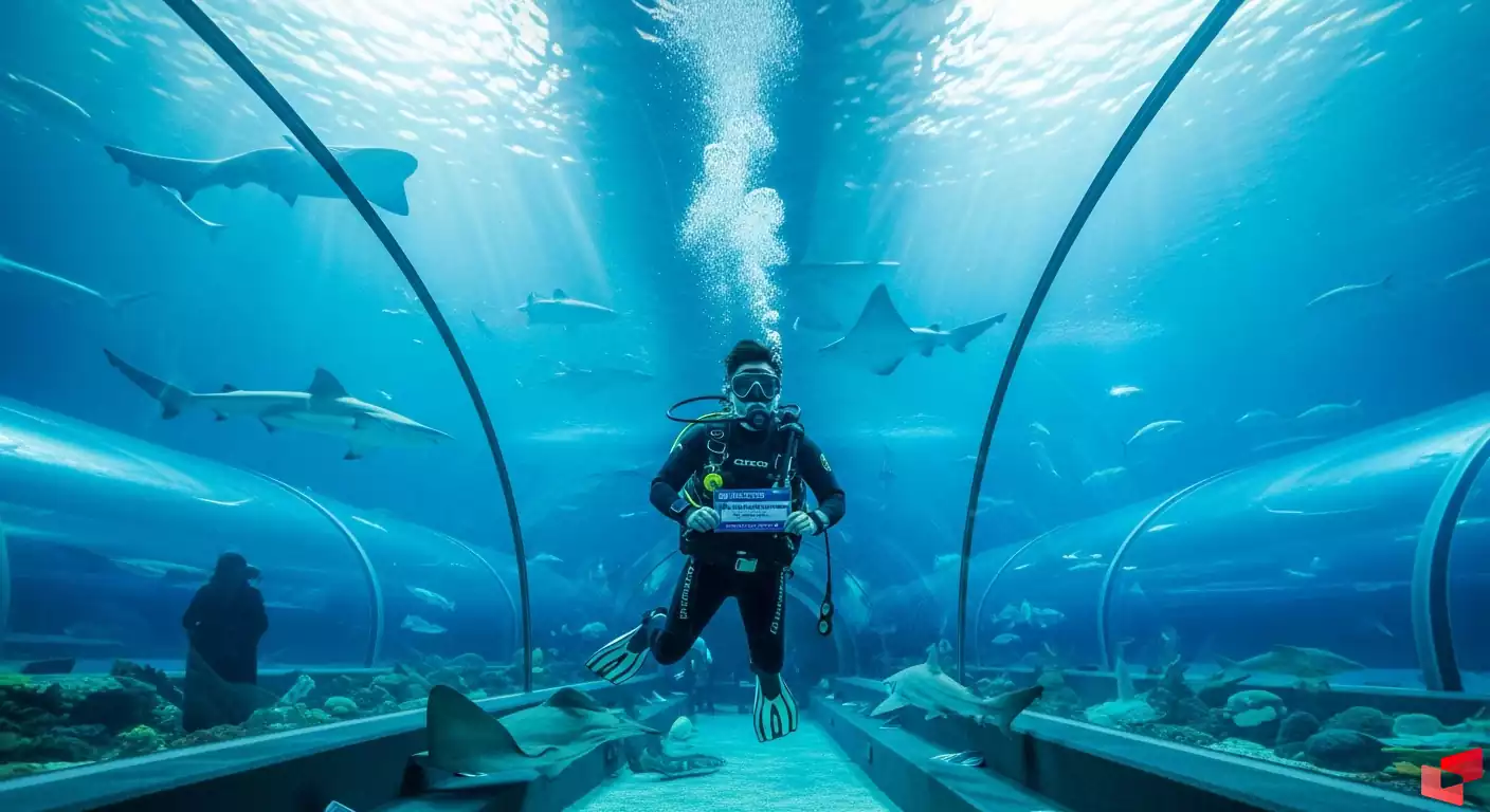 غواصی در آکواریوم آتلانتیس دبی با واچر غواصی