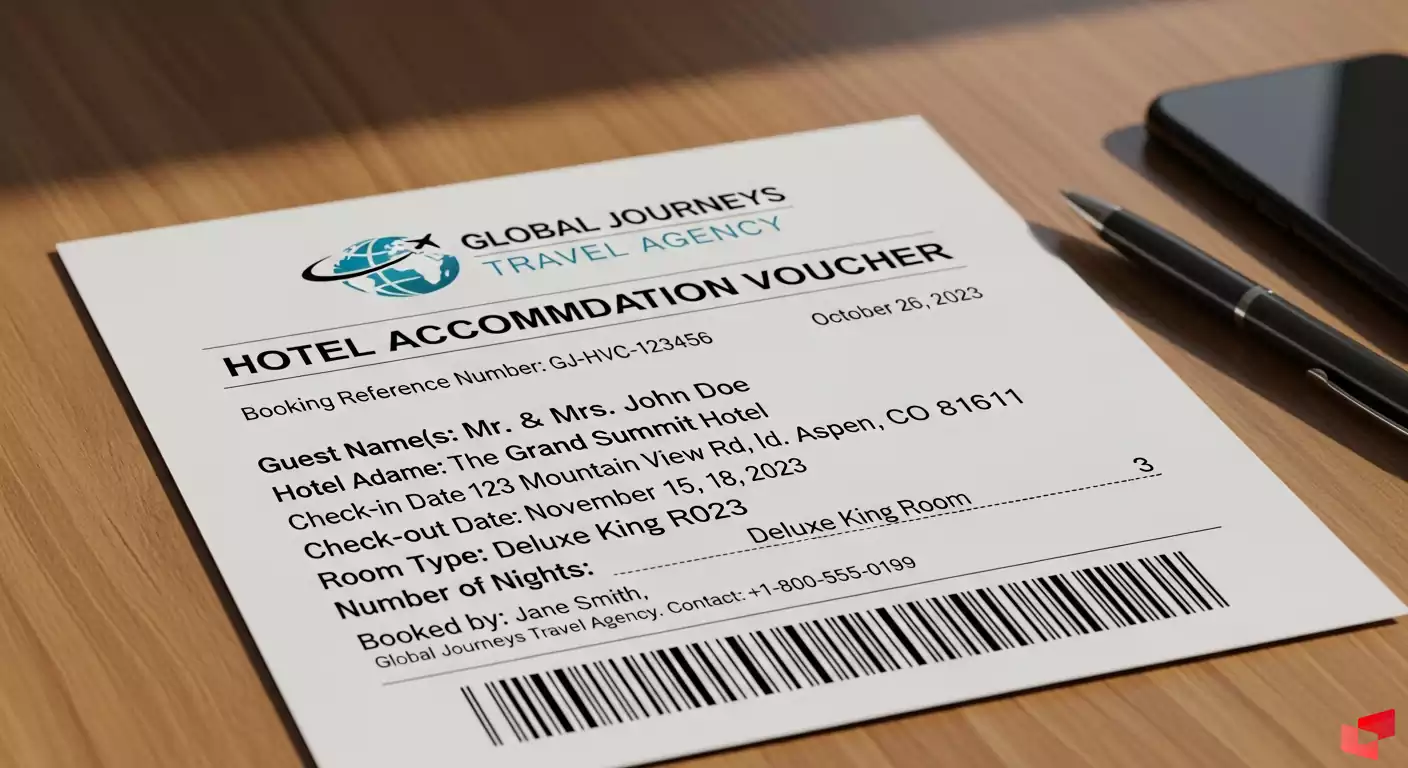 تصویر نمونه واچر هتل برای رزرو آنلاین