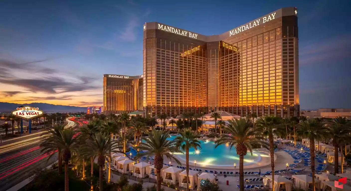 تصویر نمای شب بزرگترین هتل دنیا