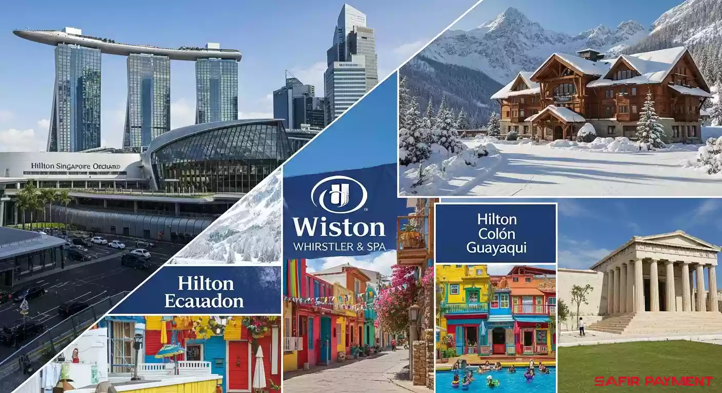 تصویر نمای کلی از مجموعه هتل های هیلتون در کشورهای مختلف