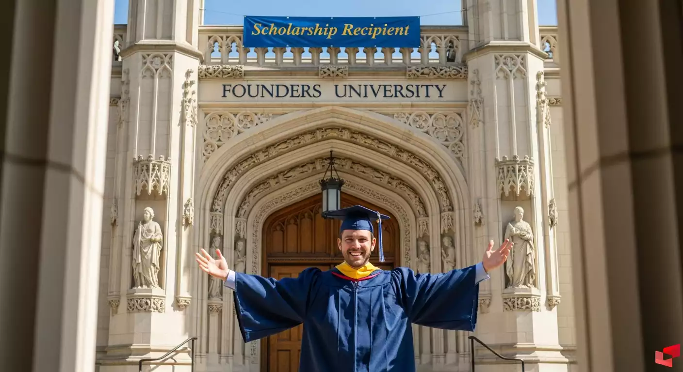 تصویر دانشجو با مدرک پذیرش بورسیه تحصیلی از دانشگاه بین‌المللی