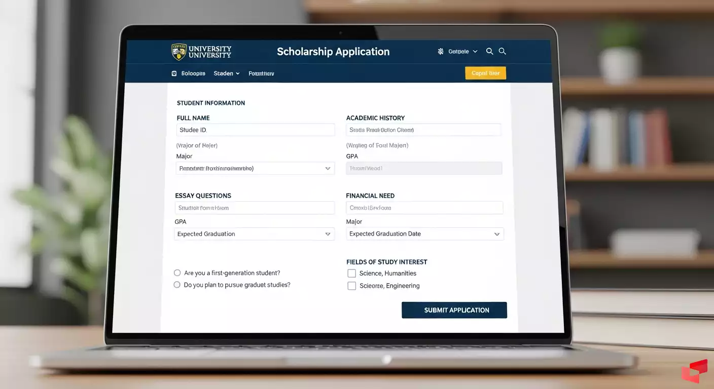 تصویر فرم درخواست بورسیه تحصیلی در سایت دانشگاه