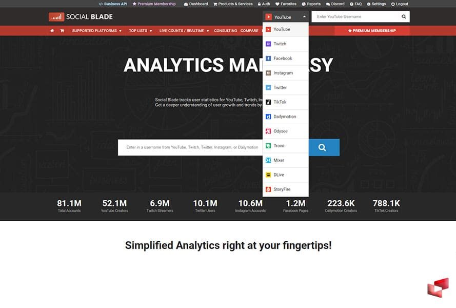 خدمات Social Blade