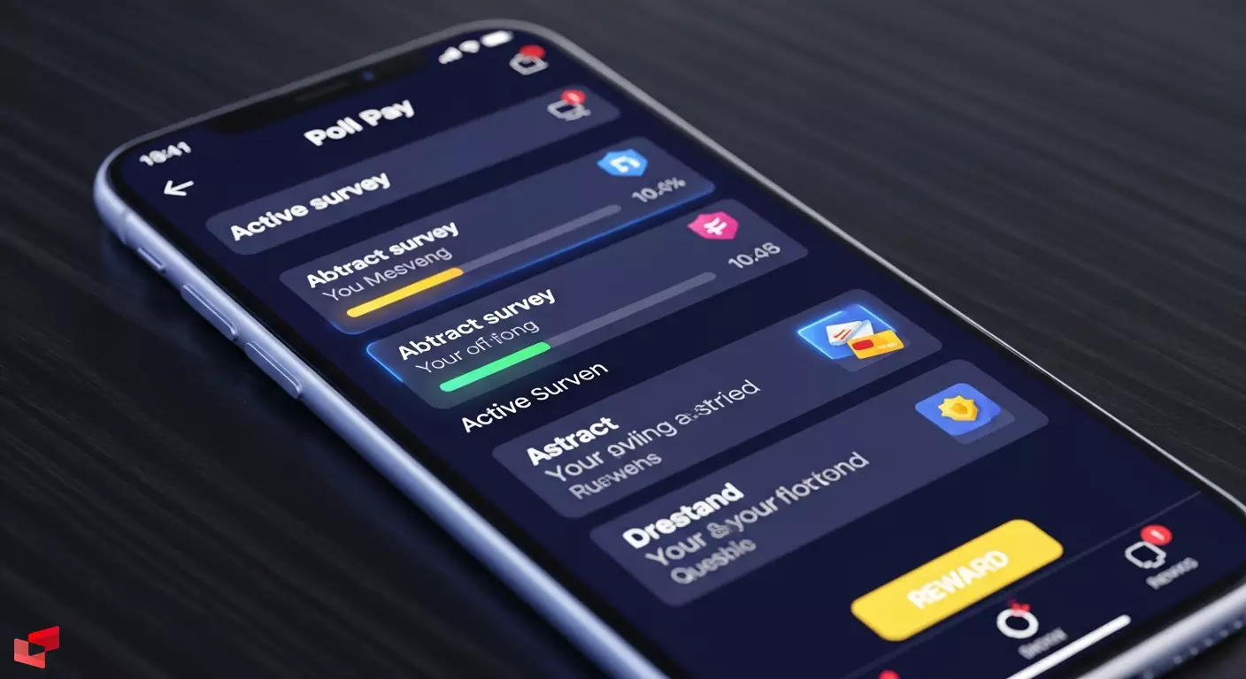 محیط اصلی برنامه Poll Pay برای شرکت در نظرسنجی‌ها