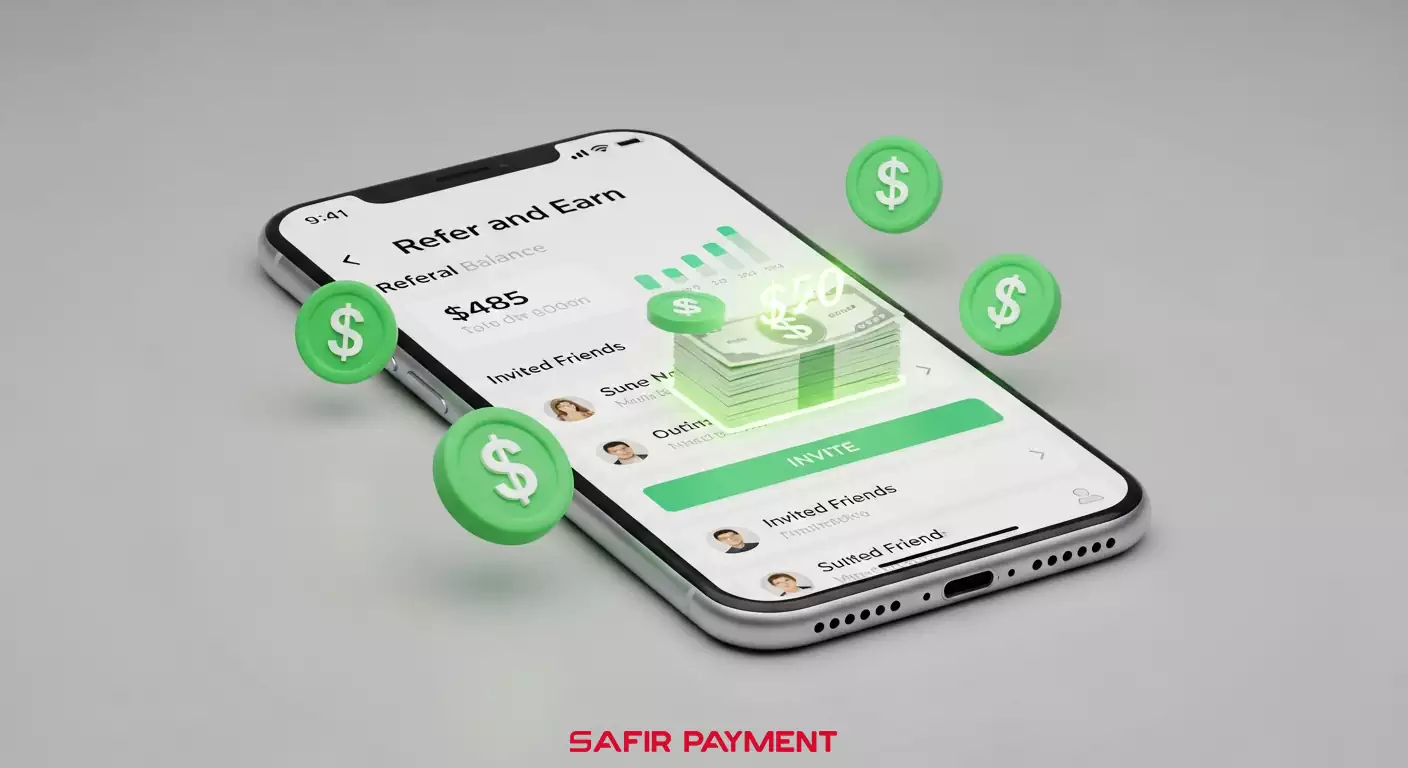 محیط برنامه دعوت دوستان با پاداش دلاری