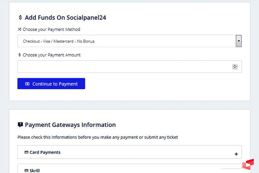 پرداخت هزینه ها در socialpanel24