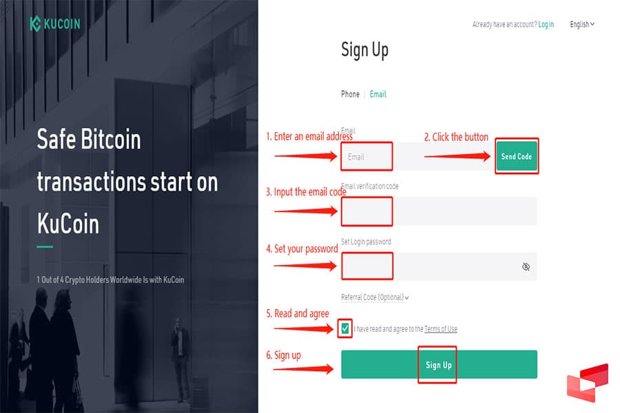ثبت نام با ایمیل در کوکوین