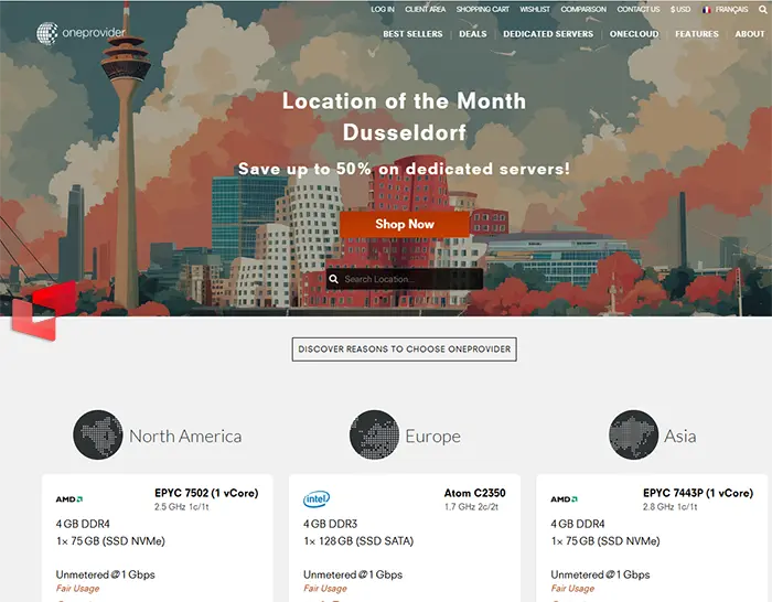 صفحه اصلی سایت oneprovider برای ثبت نام