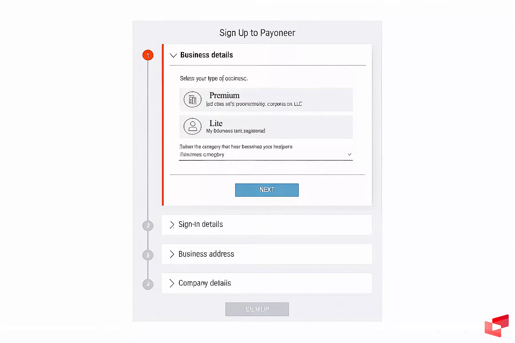 انتخاب نوع حساب برای ساخت پایونیر