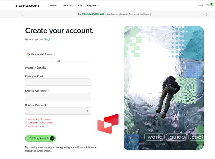 ثبت نام در name.com