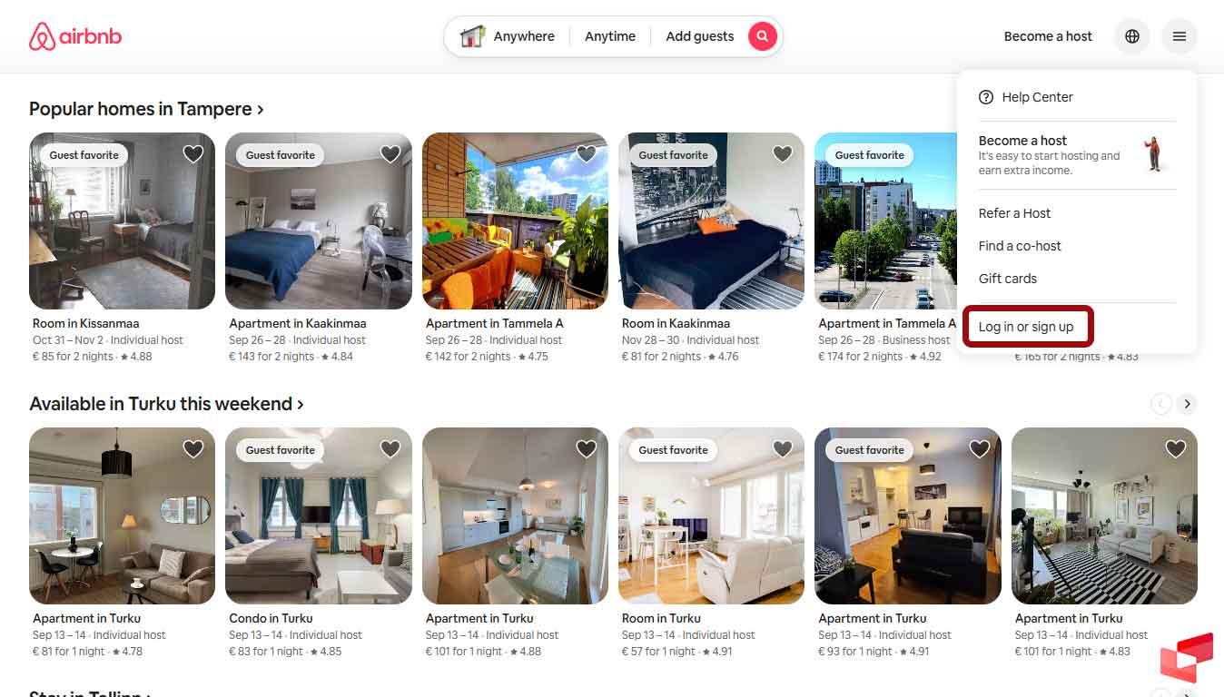 ثبت‌نام در Airbnb