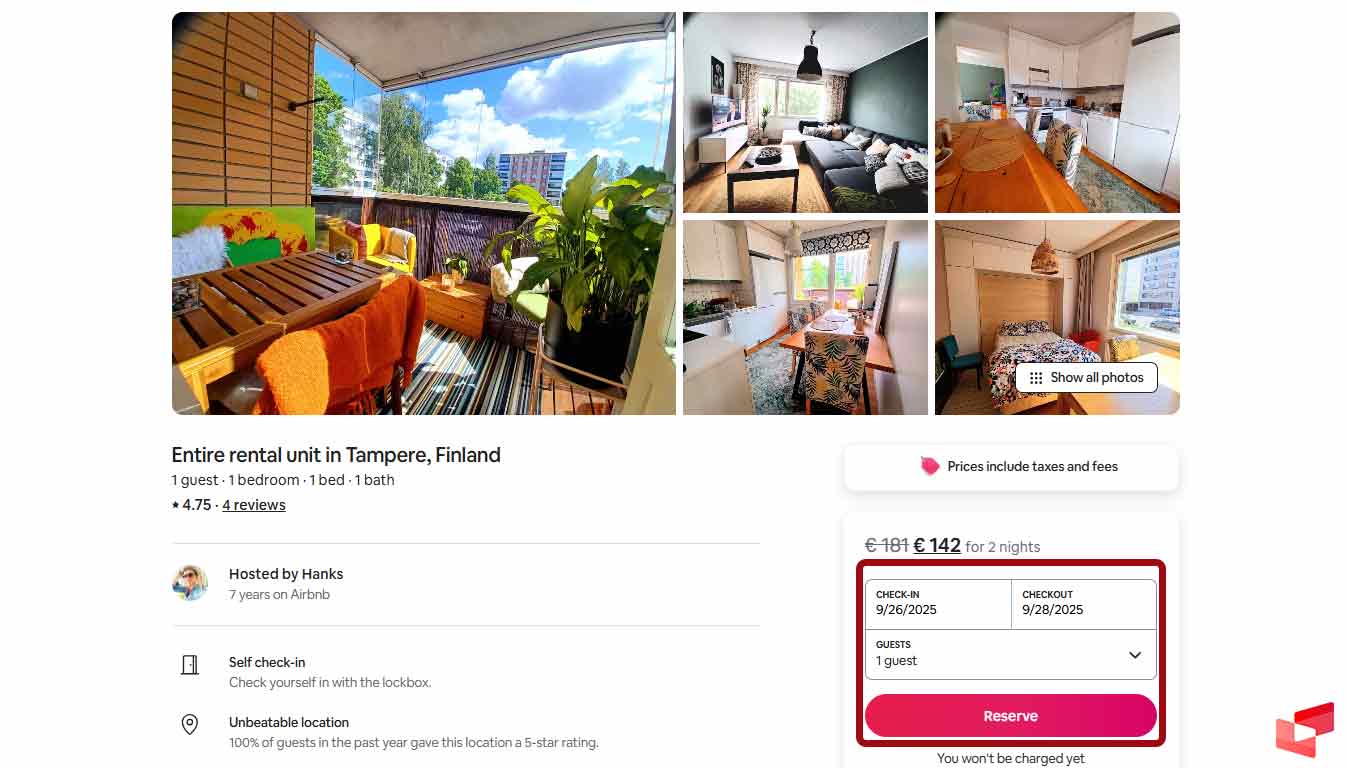 پرداخت هزینه در Airbnb