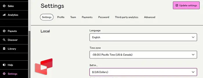 تعیین ارز پیش فرض برای کسب درآمد از gumroad