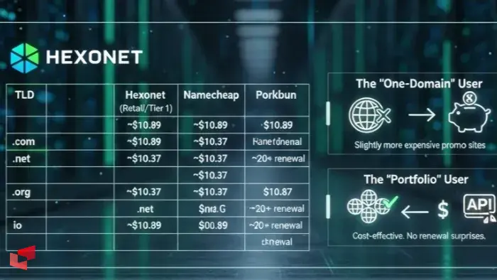 مقایسه قیمت ثبت دامنه در سایت هگزونت با سایر ارائه‌دهندگان