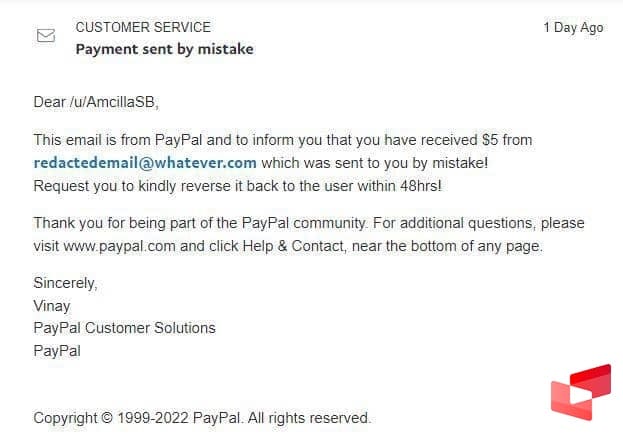 انتقال به فرد اشتباه در پی پال paypal