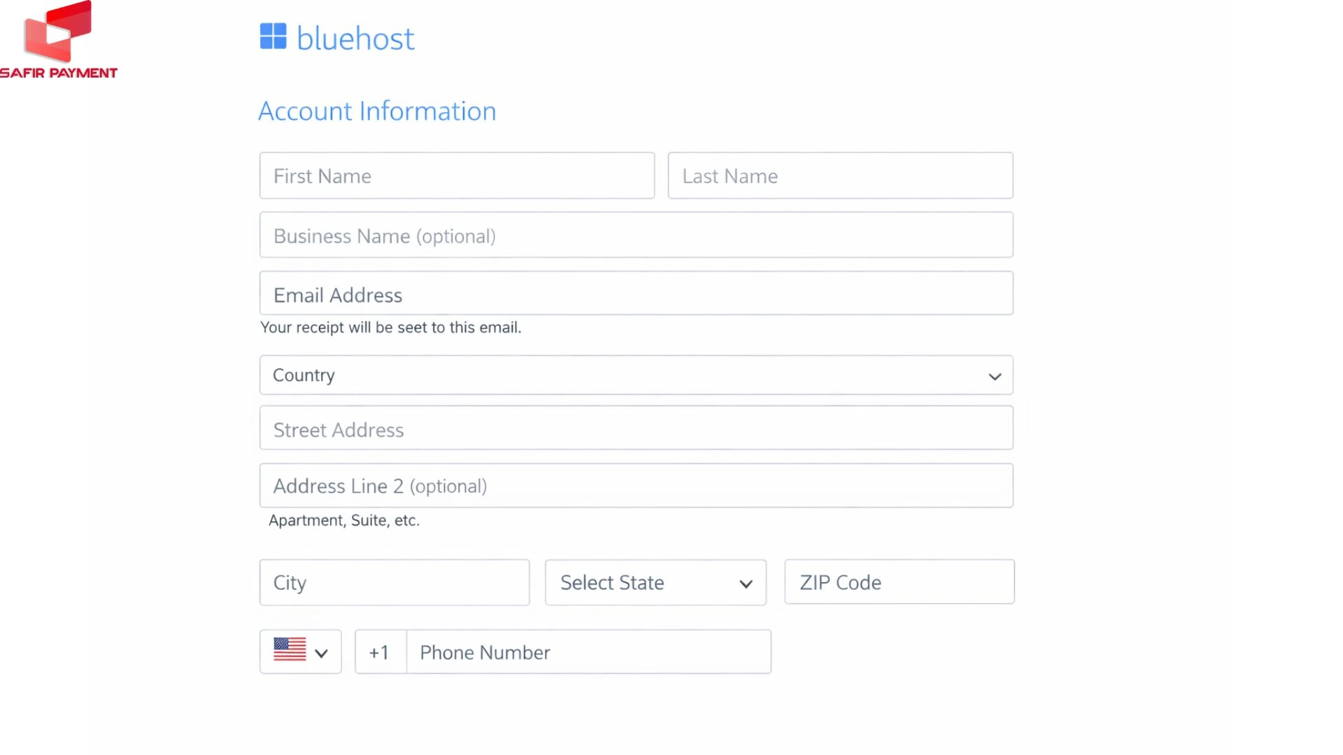 اطلاعات شخصی خود را در سایت bluehost وارد نمایید.