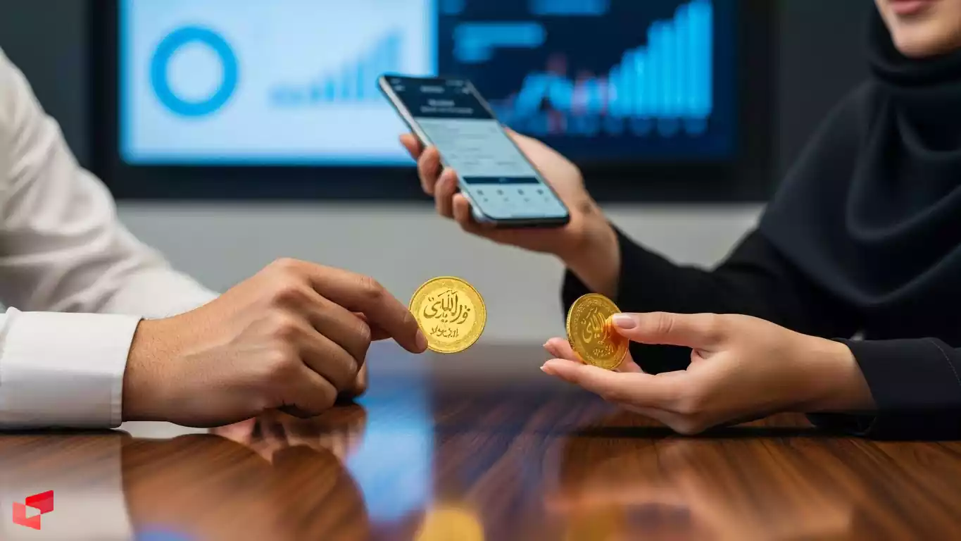 نمای داخلی صرافی سکه با میز معاملات ارز و طلا