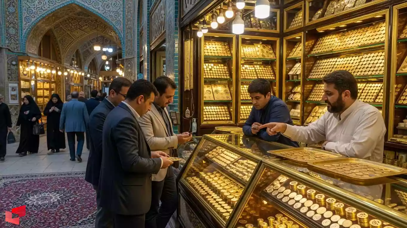 نمای بیرونی صرافی سکه در خیابان اصلی شهر