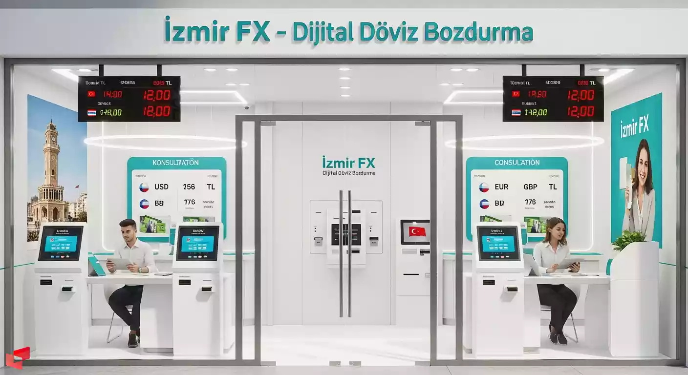 صرافی ایرانی در ترکیه با تابلوی دیجیتال نرخ ارز در ازمیر