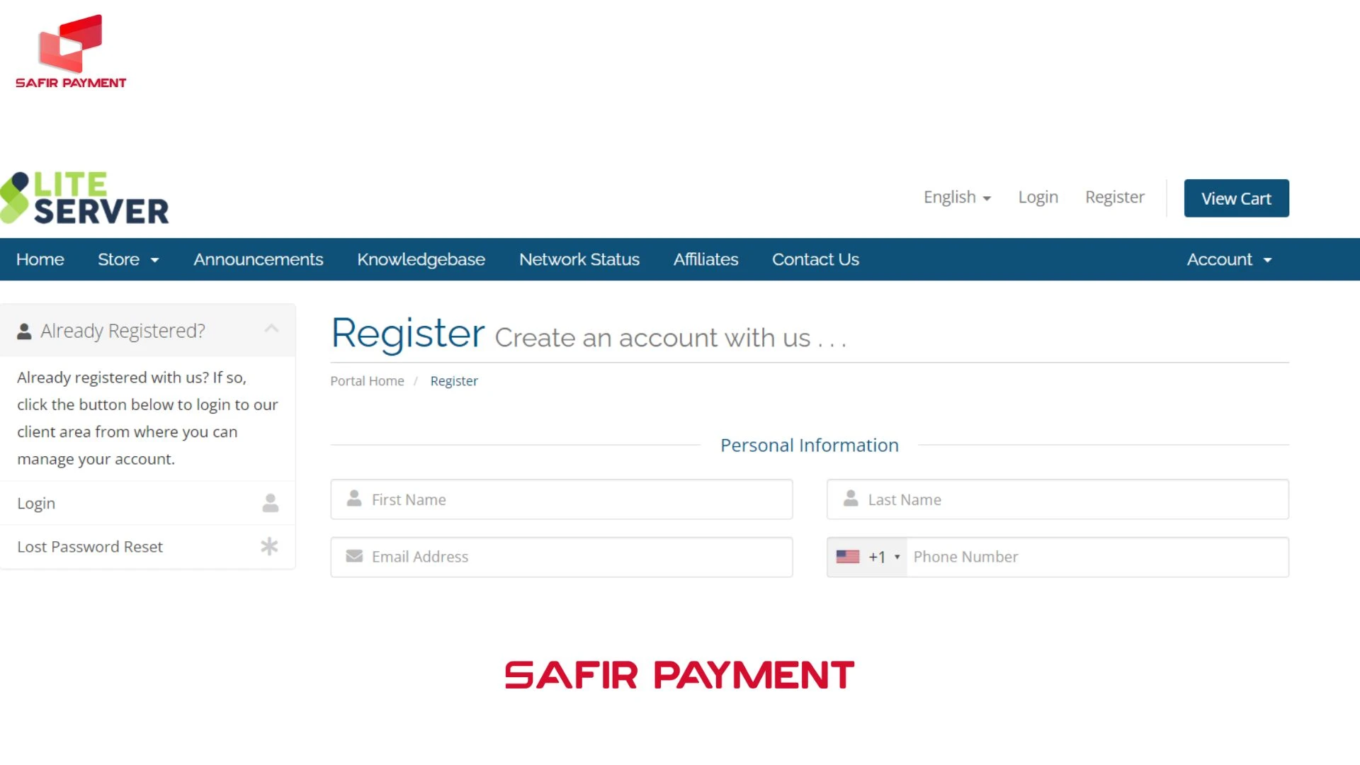 اطلاعات شخصی اولین مرحله برای ثبت نام در Liteserver است.
