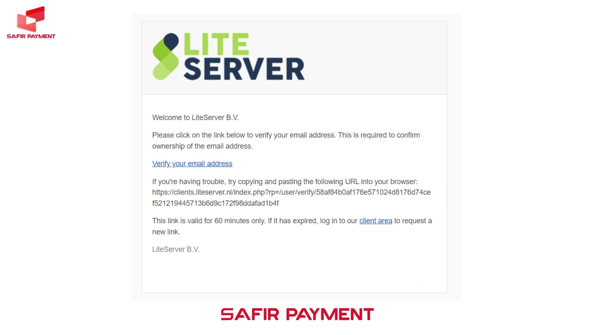 حتما ایمیل خود را وریفای کنید تا به تمامی خدمات Liteserver دست یابید.