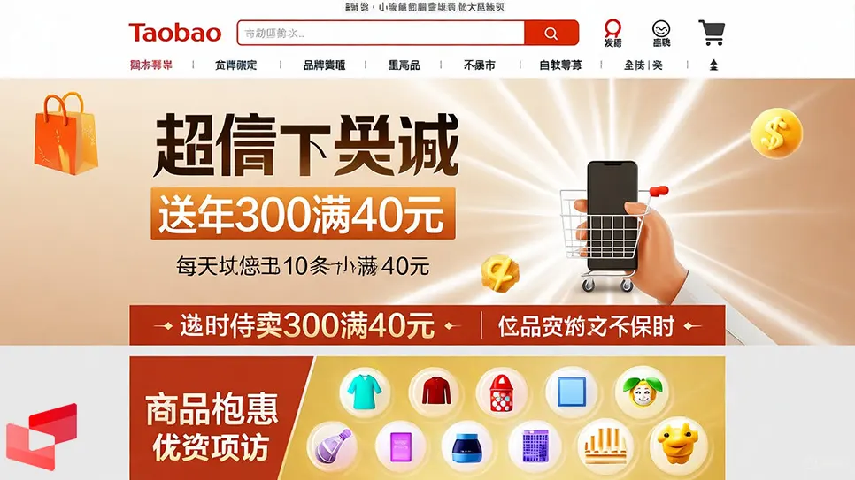 تصویر صفحه اصلی سایت تائوبائو (Taobao)